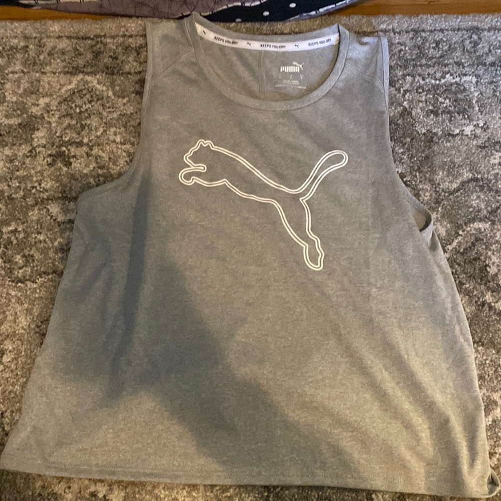Puma grey and white work out top